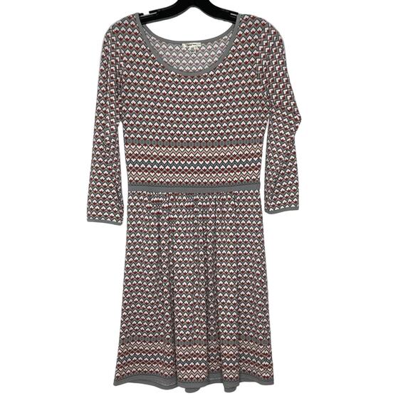 Sophie Max Gray Pink Diamond Pattern Knit Dress Size XS Women's - Picture 1 of 9